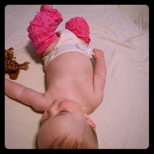 2/$10 Hot pink lace ruffle legwarmers